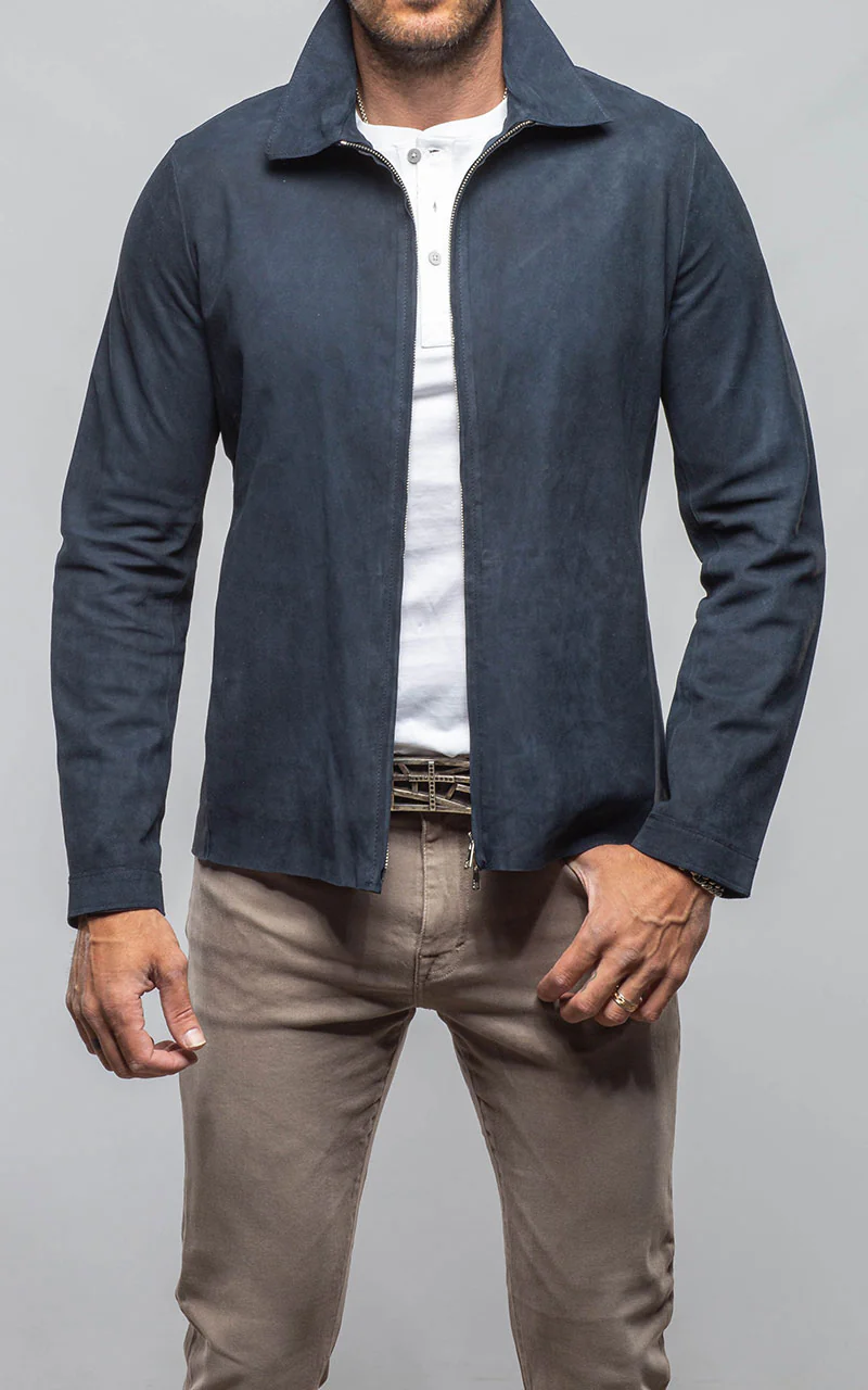 The Don II Suede Zip Jacket In Navy - Image 2