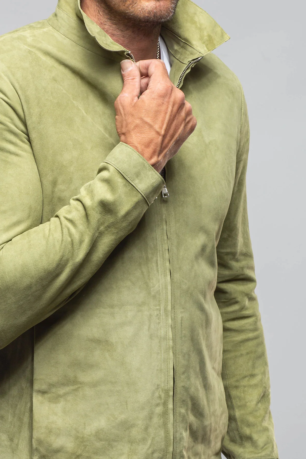 The Don II Suede Zip Jacket In Salvia - Image 5