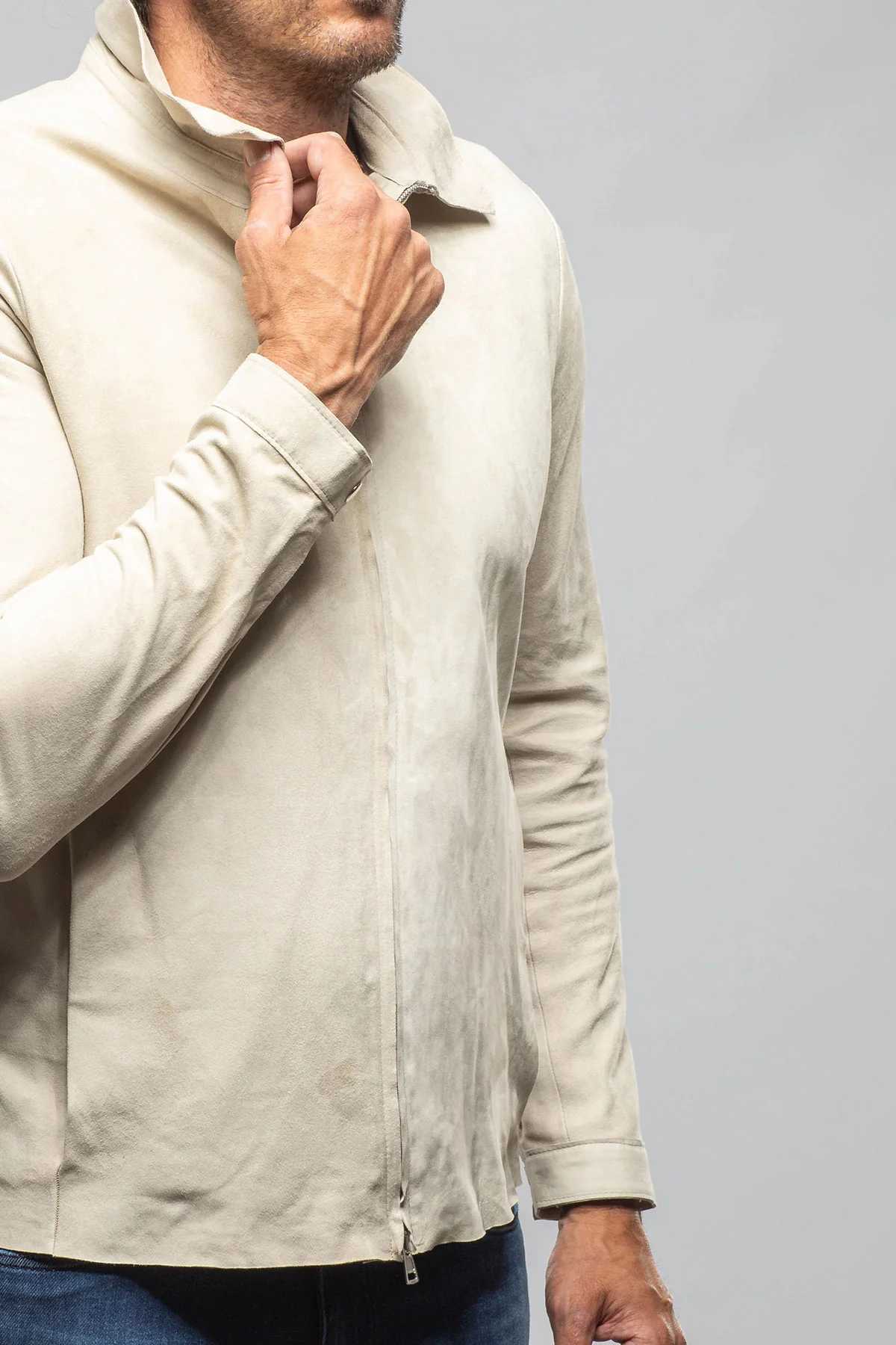 The Don II Suede Zip Jacket In Taupe - Image 4