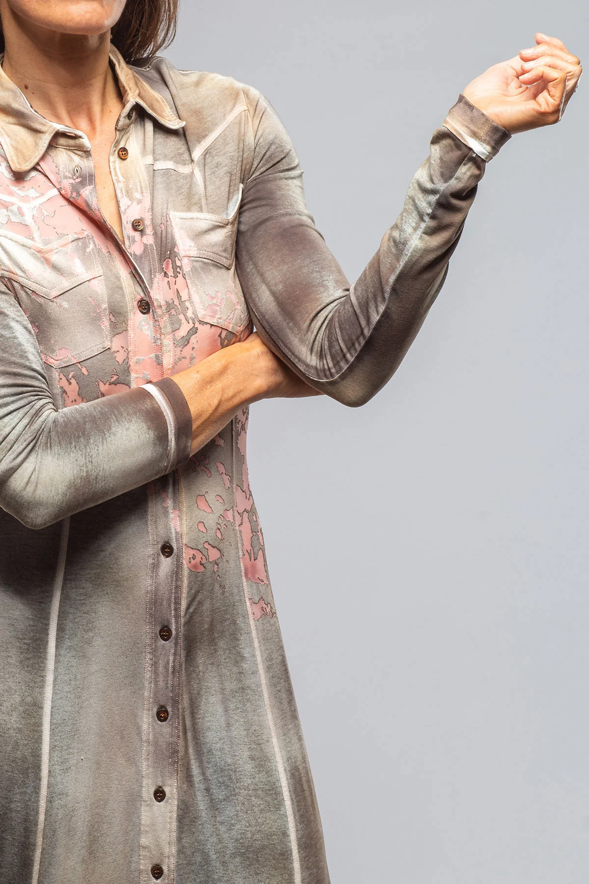 Tori Long Sleeve Duster/Dress In Cocoa - Image 3