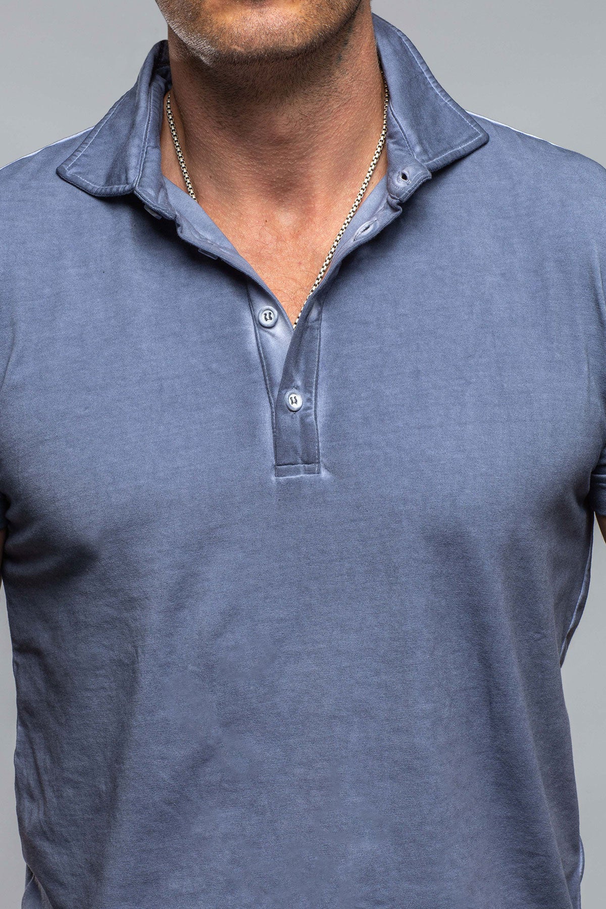 Toulour SS Woven Polo in Steel - Image 2