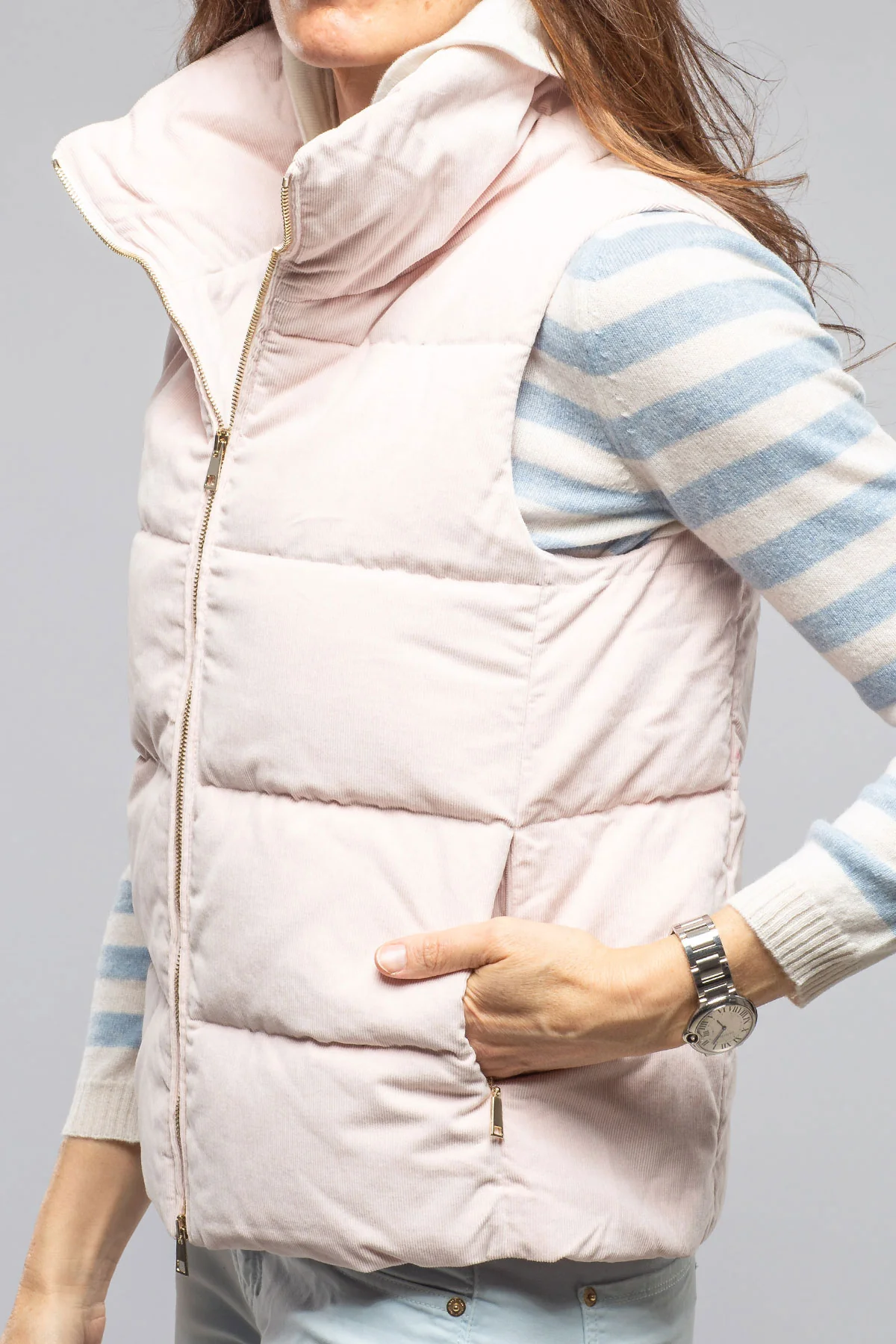 Valletta Corduroy Insulated Vest In Porcelain - Image 4