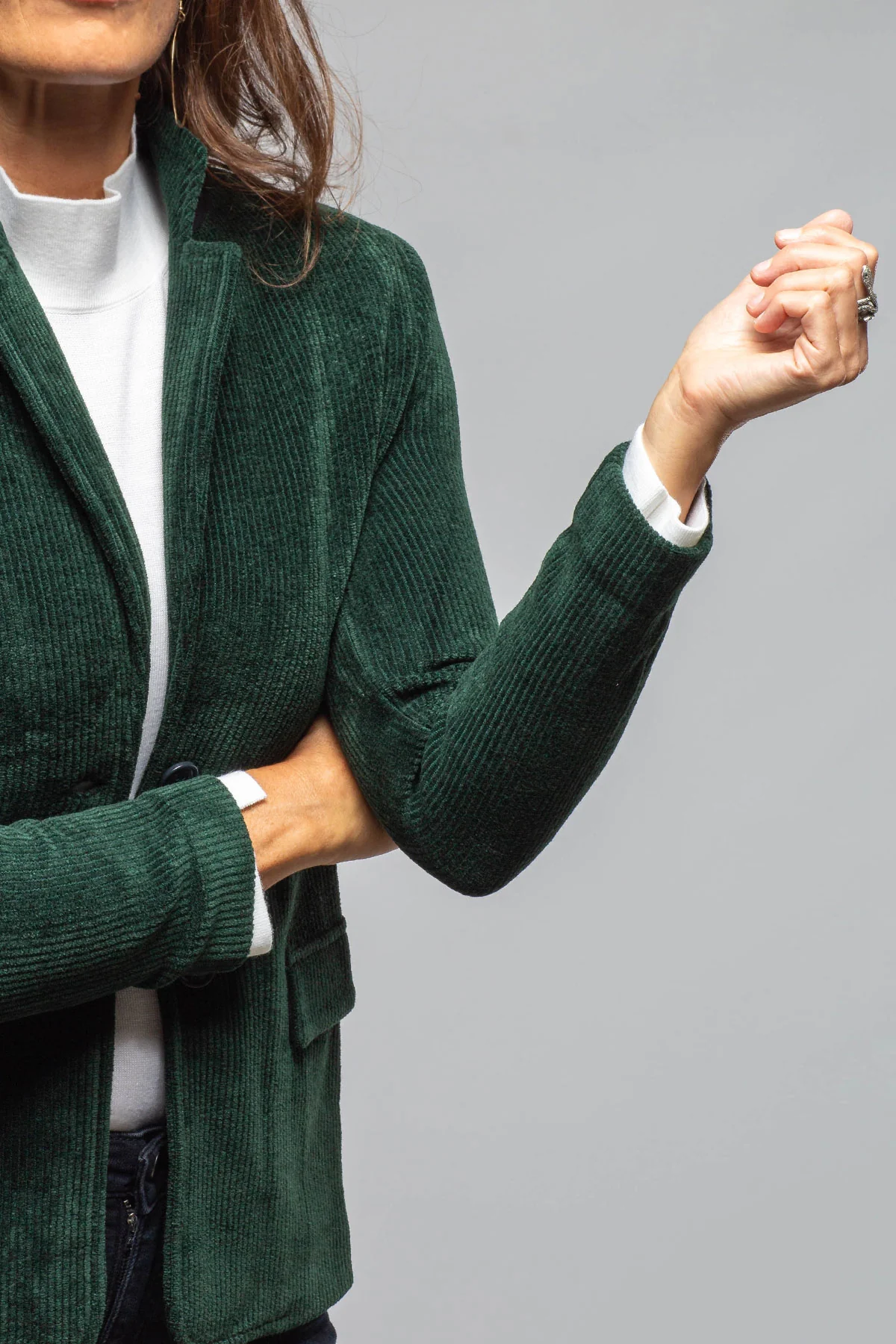 Voltaire Velvet Cord Blazer In Malachite - Image 2