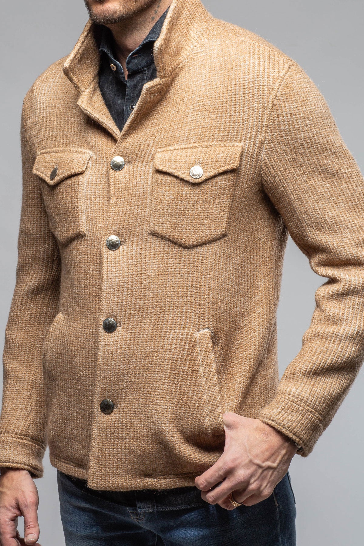 Wrangell Knit Jacket In Camel - Image 2