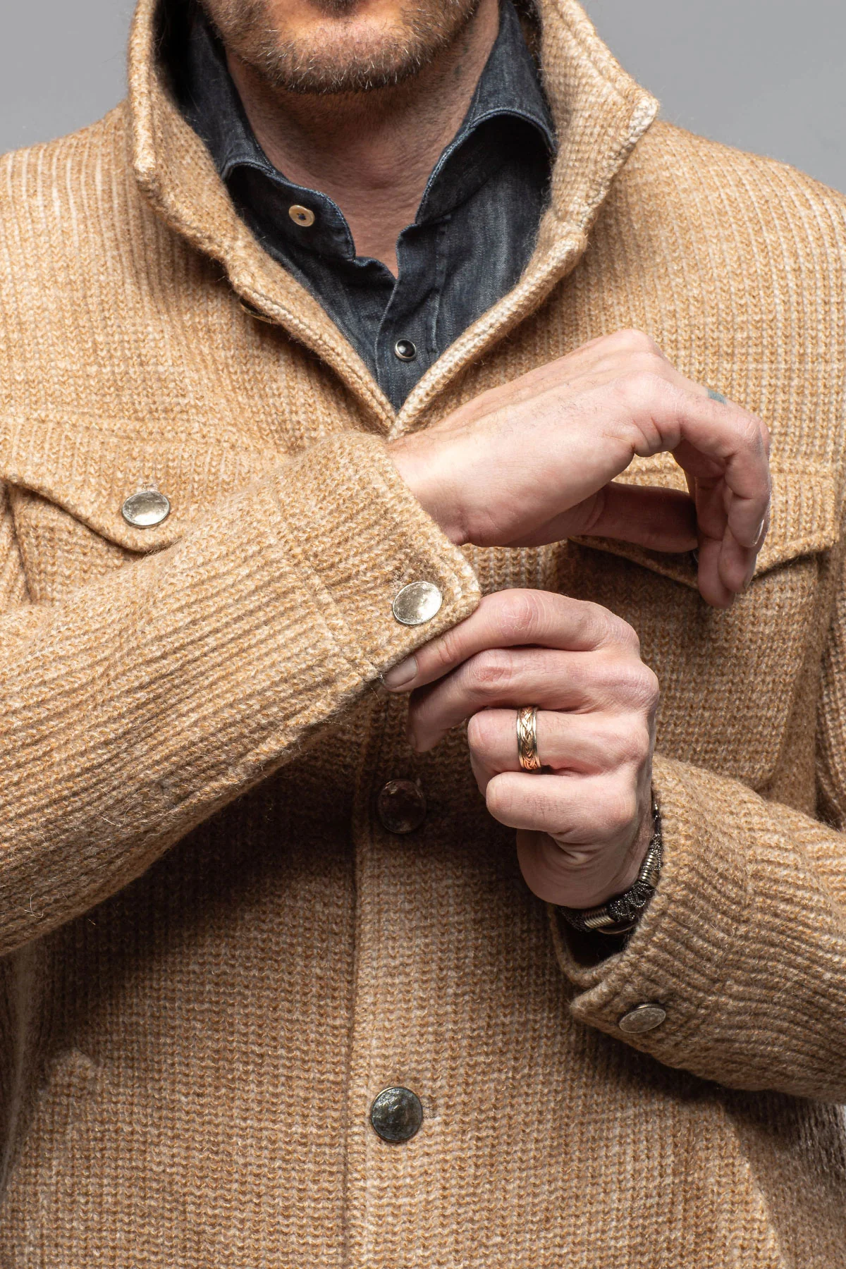 Wrangell Knit Jacket In Camel - Image 7